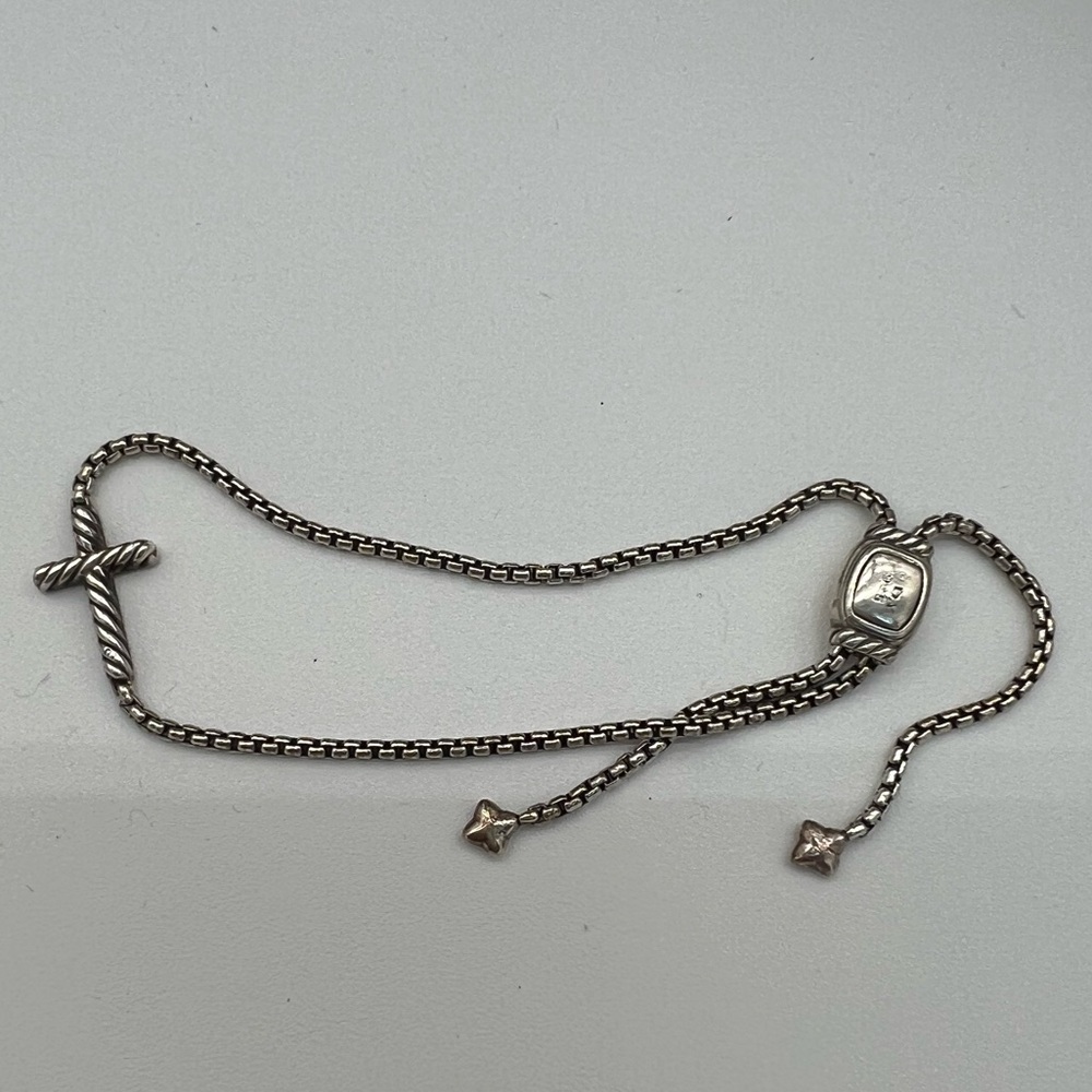 🔴Authentic DAVID YURMAN PETITE PAVÉ DIAMONDS CROSS CHAIN BRACELET🔴 - Picture 5 of 11